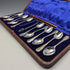 1905 British Antique Silver Plated 12 Tea Spoons & Sugar Tongs Set in Case